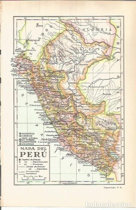 Otros art&iacute;culos de coleccionismo en papel: LAMINA ESPASA 37793: Mapa de Peru - Varios