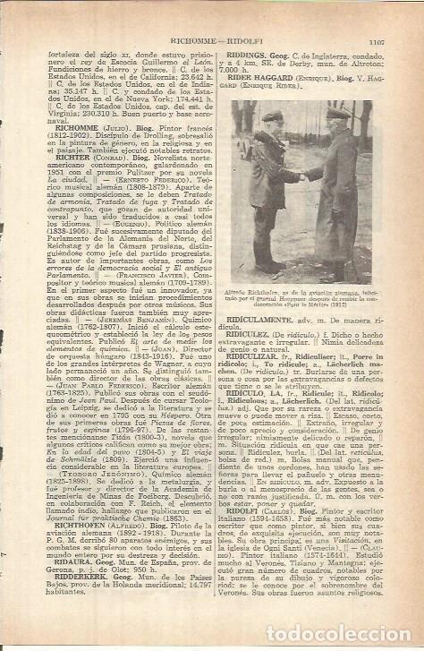 Otros art&iacute;culos de coleccionismo en papel: LAMINA ESPASA 37896: Alfred Richthofen y el general Hoeppner - Varios