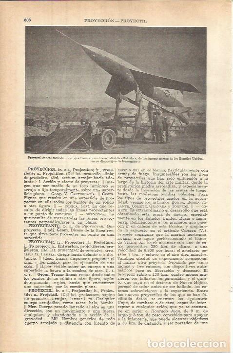 Otros art&iacute;culos de coleccionismo en papel: LAMINA ESPASA 37842: Proyectil Matador de Estados Unidos - Varios