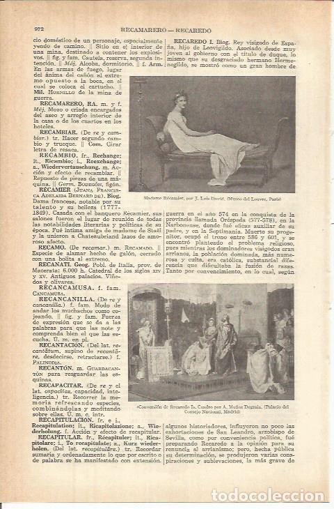 Otros art&iacute;culos de coleccionismo en papel: LAMINA ESPASA 37865: Madame Recamier, por J. Louis David - Varios