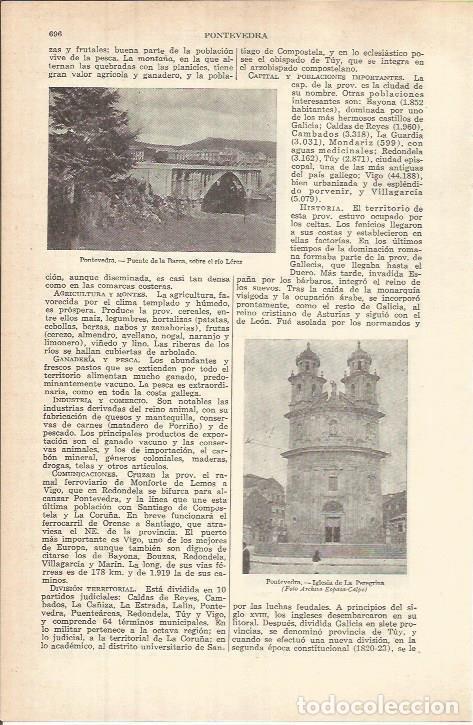 Otros art&iacute;culos de coleccionismo en papel: LAMINA ESPASA 37829: Puente de la Barca en Pontevedra - Varios