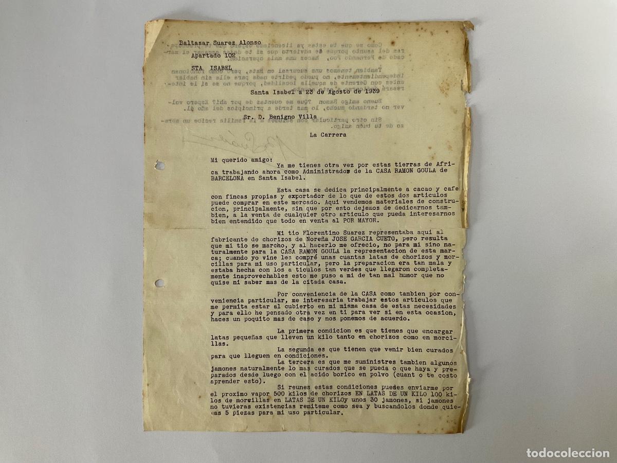 Otros Art&iacute;culos de Coleccionismo en Papel: Carta Santa Isabel Guinea Espa&ntilde;ola &Aacute;frica colonial 1939