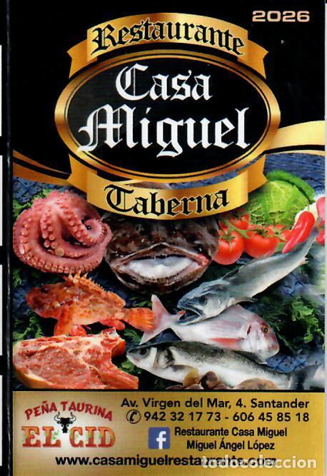 Otros Art&iacute;culos de Coleccionismo en Papel: CALENDARIO DE PUBLICIDAD D&Iacute;PTICO - A&Ntilde;O 2026 - RTE. CASA MIGUEL - PE&Ntilde;A TAURINA EL CID