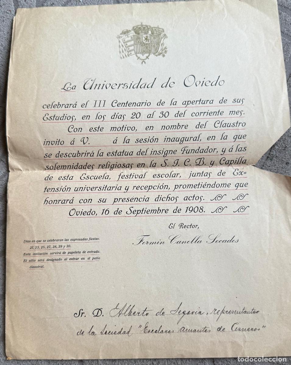 Otros Art&iacute;culos de Coleccionismo en Papel: III Centenario de la Universidad de Oviedo 7 Documentos 1908