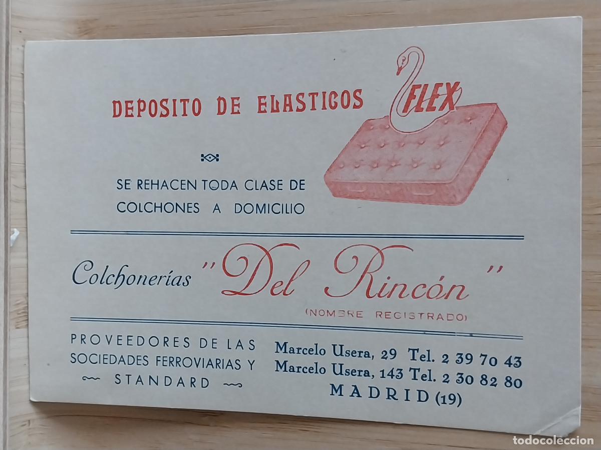 Otros Art&iacute;culos de Coleccionismo en Papel: FLEX COLCHONERIAS DEL RINCON MARCELO USERA TARJETA COMERCIAL ORIGINAL A&Ntilde;OS 50 60 12.5X8.5CMS