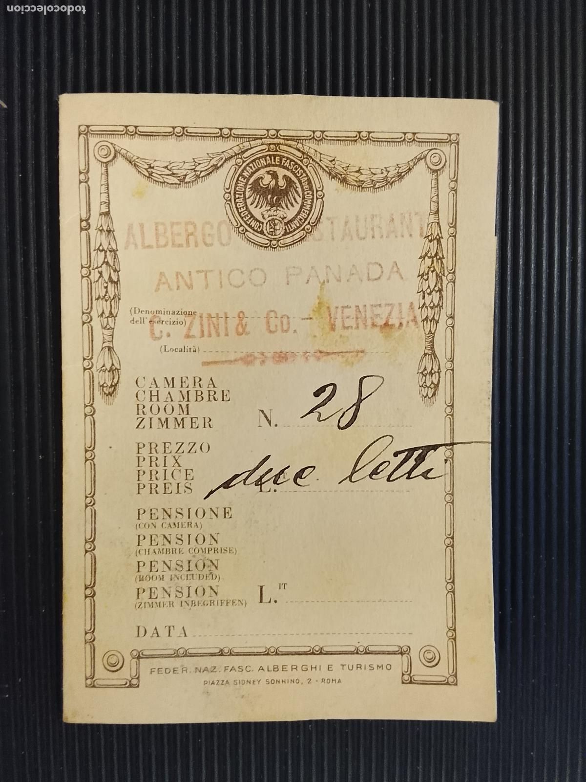 Otros Art&iacute;culos de Coleccionismo en Papel: CONFEDERAZIONE NAZIONALE FASCISTA DEI COMMERCIANTI - ALBERGO RESTAUTANT , VENEZIA - (115.984)
