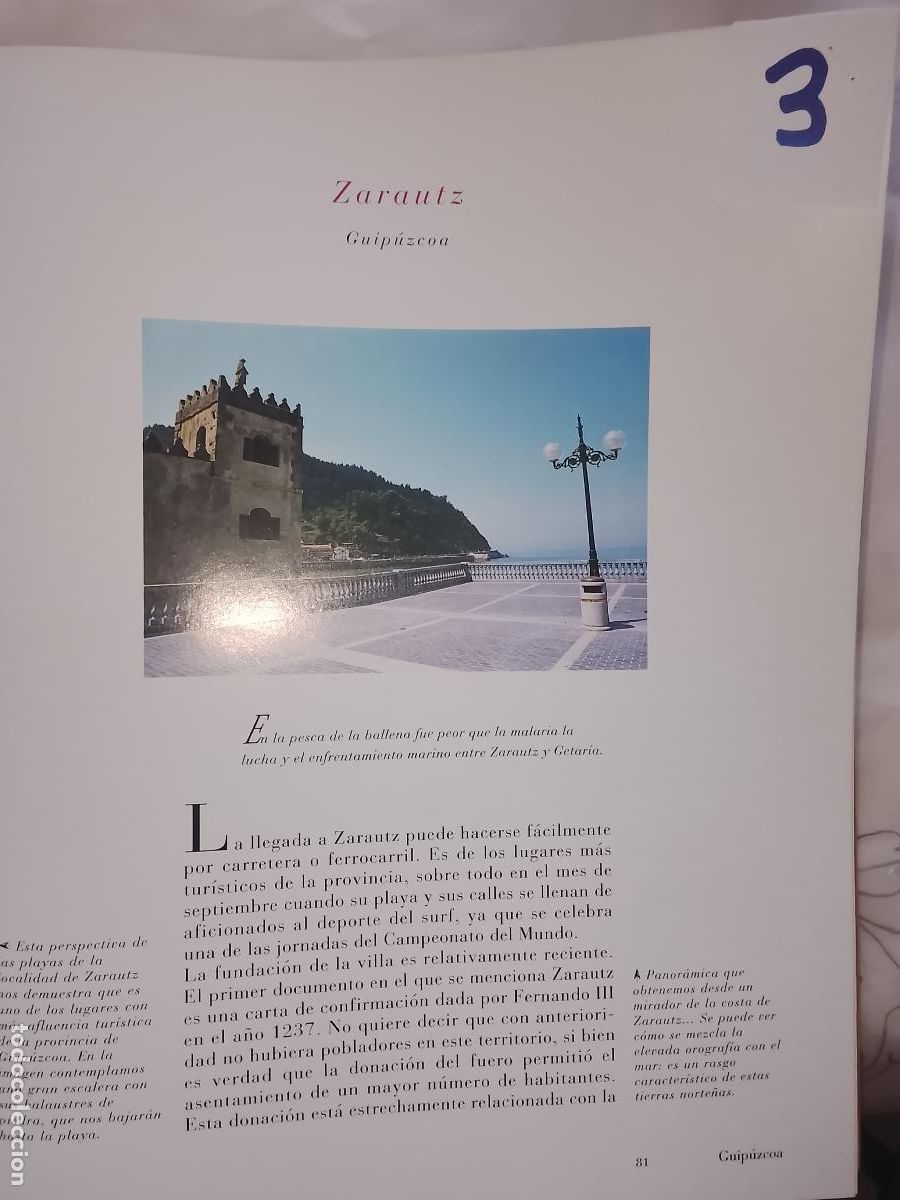 Otros Art&iacute;culos de Coleccionismo en Papel: INFORMACION GRAFICA 3 HOJAS - HISTORIA Y FOTOS A COLOR DE - GUIPUZCOA - ZARAUTZ