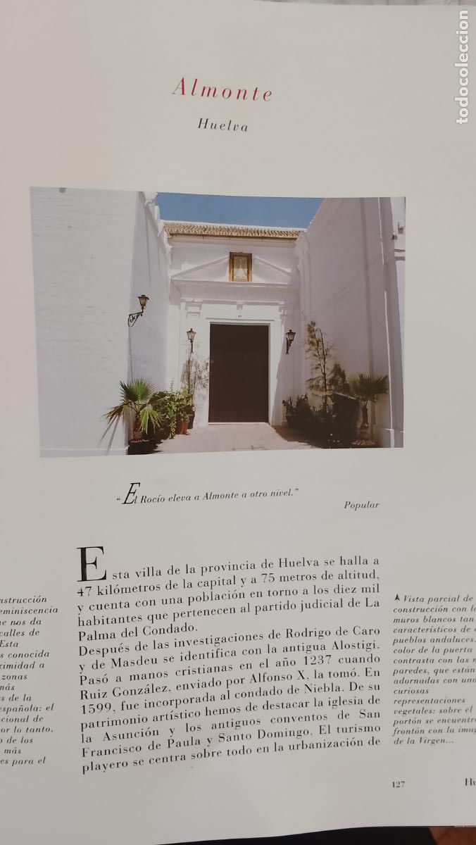 Altri oggetti di carta: INFORMACION GRAFICA 2 HOJAS - HISTORIA Y FOTOS A COLOR DE - HUELVA - ALMONTE
