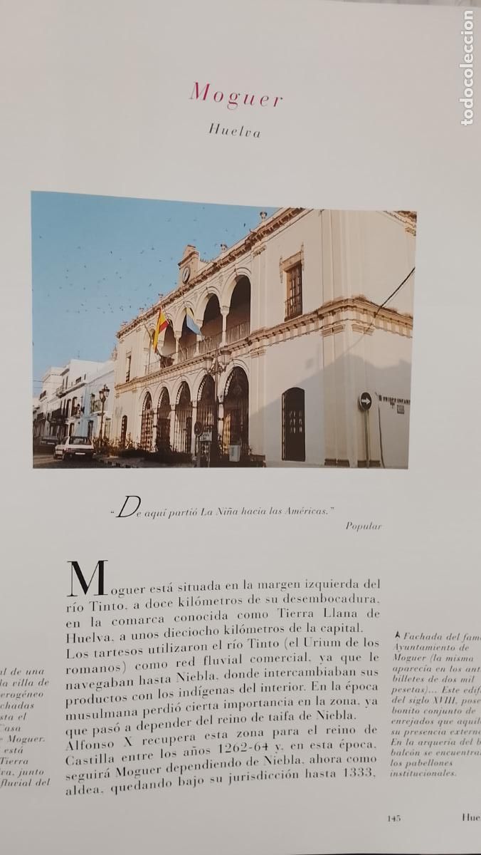 Otros Art&iacute;culos de Coleccionismo en Papel: INFORMACION GRAFICA 2 HOJAS - HISTORIA Y FOTOS A COLOR DE - HUELVA - MOGUER