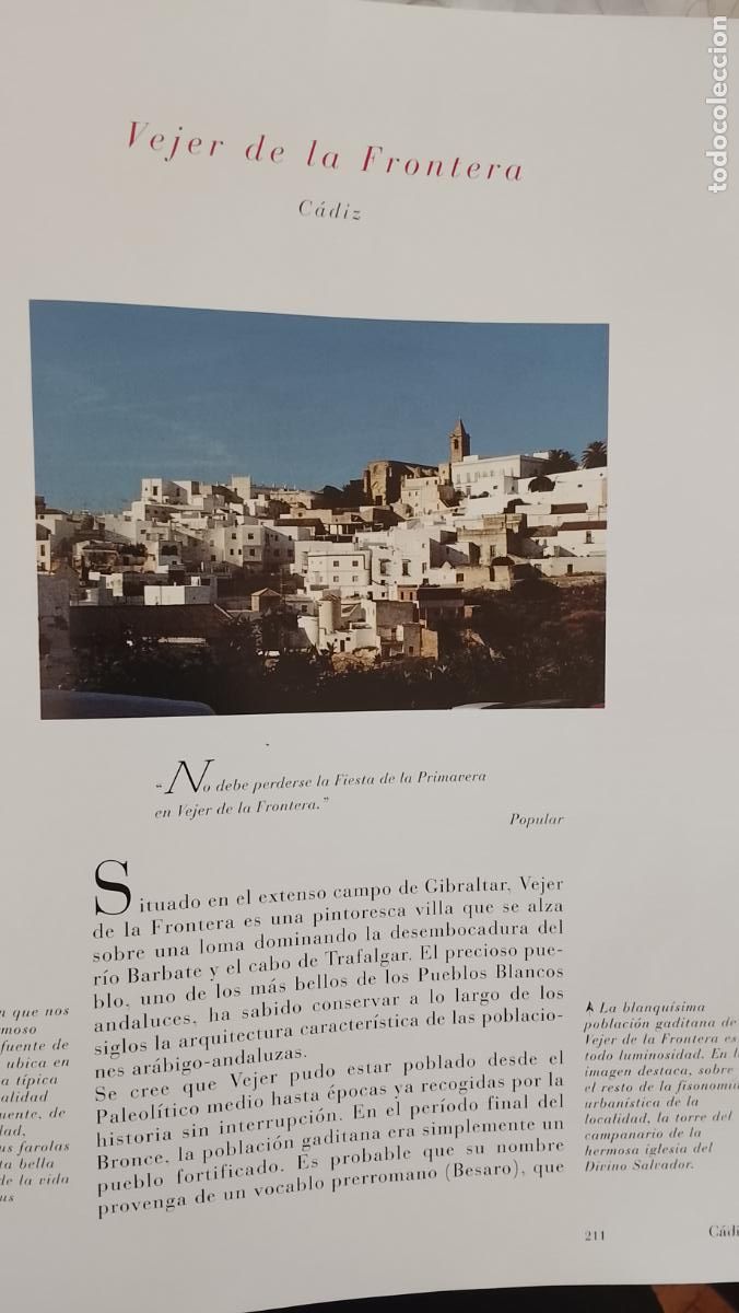 Otros Art&iacute;culos de Coleccionismo en Papel: INFORMACION GRAFICA 2 HOJAS - HISTORIA Y FOTOS A COLOR DE - CADIZ - VEJER DE LA FRONTERA