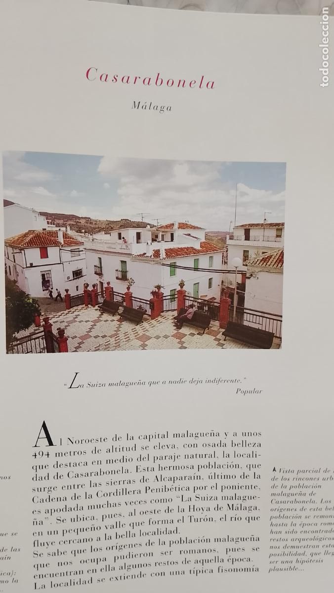 Paper Collecting Others: INFORMACION GRAFICA 2 HOJAS - HISTORIA Y FOTOS A COLOR DE - MALAGA - CASARABONELA