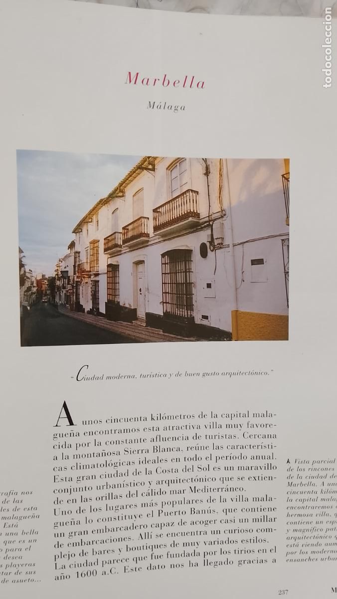 Paper Collecting Others: INFORMACION GRAFICA 2 HOJAS - HISTORIA Y FOTOS A COLOR DE - MALAGA - MARBELLA