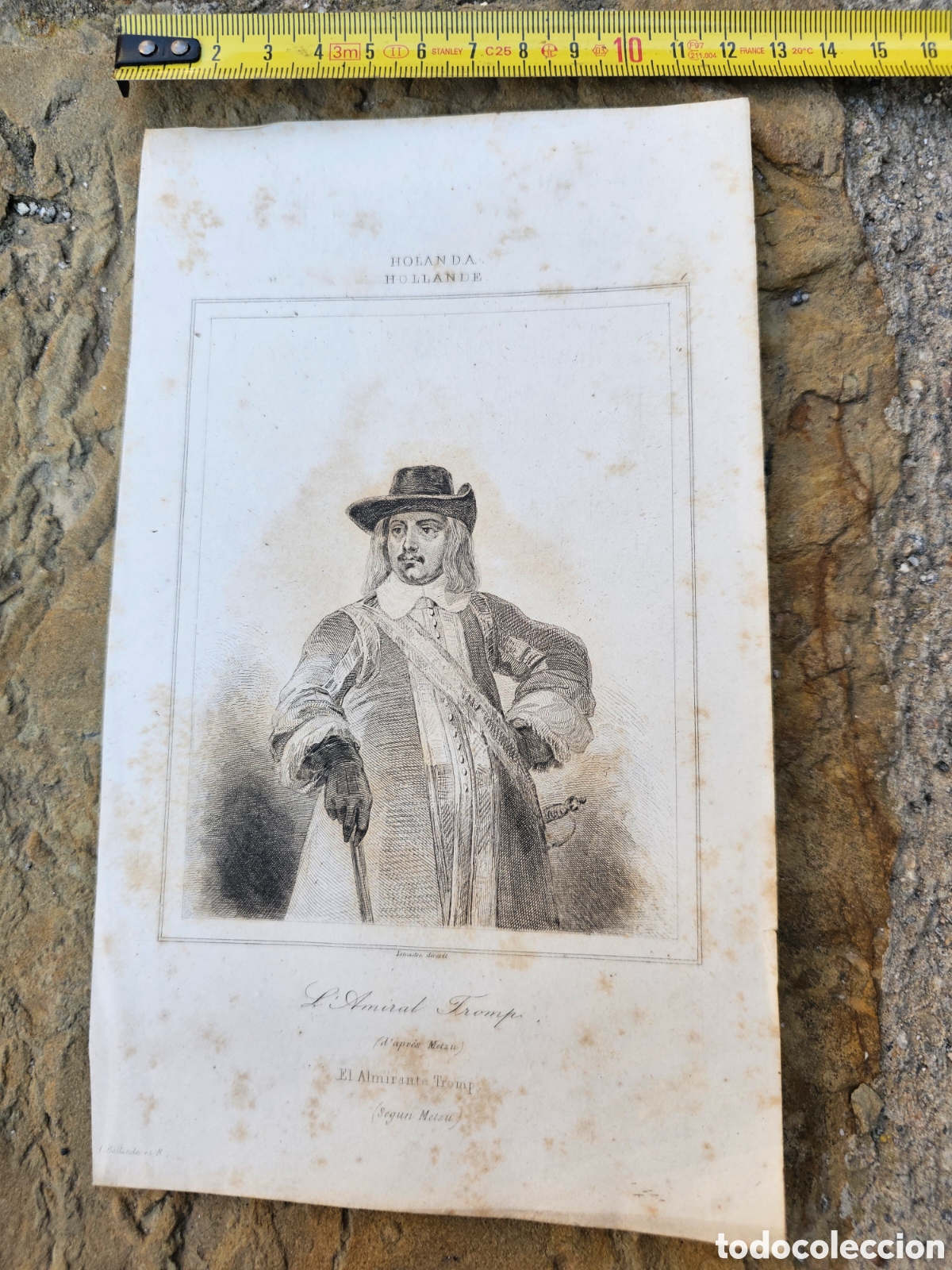 Otros Art&iacute;culos de Coleccionismo en Papel: Antiguo Grabado del Almirante Tromp (S. XIX) - Holanda