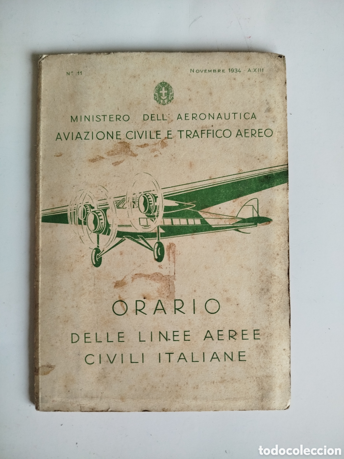 Otros Art&iacute;culos de Coleccionismo en Papel: ORARIO DEL LE LINEE AEREE CIVILI ITALIANE. 1934.