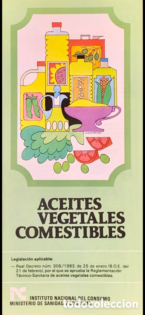 Otros Art&iacute;culos de Coleccionismo en Papel: Folleto. Aceites Vegetales Comestibles. Instituto Nacional del Consumo. 1983.