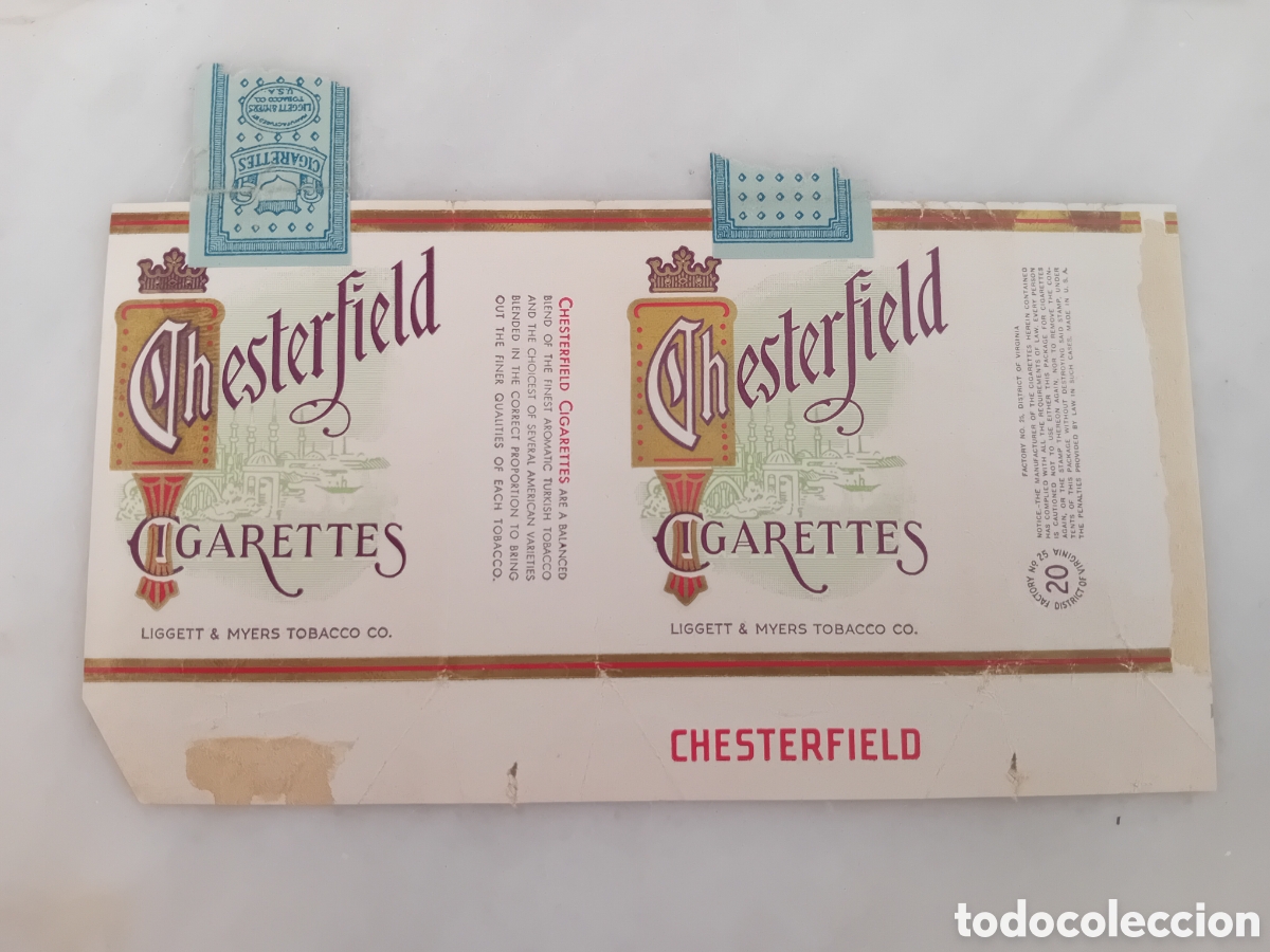 Otros Art&iacute;culos de Coleccionismo en Papel: ENVOLTORIO PAQUETE DE TABACO CHESTERFIELD