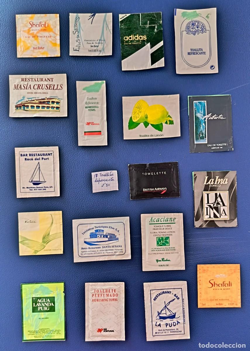 Otros Art&iacute;culos de Coleccionismo en Papel: 18 Toallitas refrescantes. Alguna con trocitos de cartulina pegada.