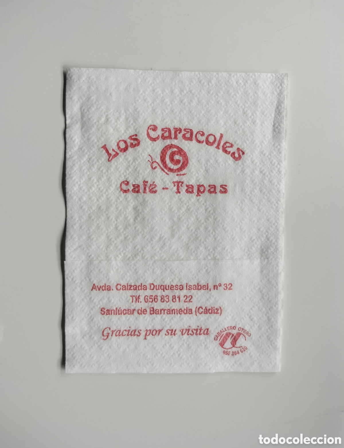 Otros Art&iacute;culos de Coleccionismo en Papel: SERVILLETA DE PAPEL LOS CARACOLES CAF&Eacute; TAPAS SANL&Uacute;CAR DE BARRAMEDA C&Aacute;DIZ