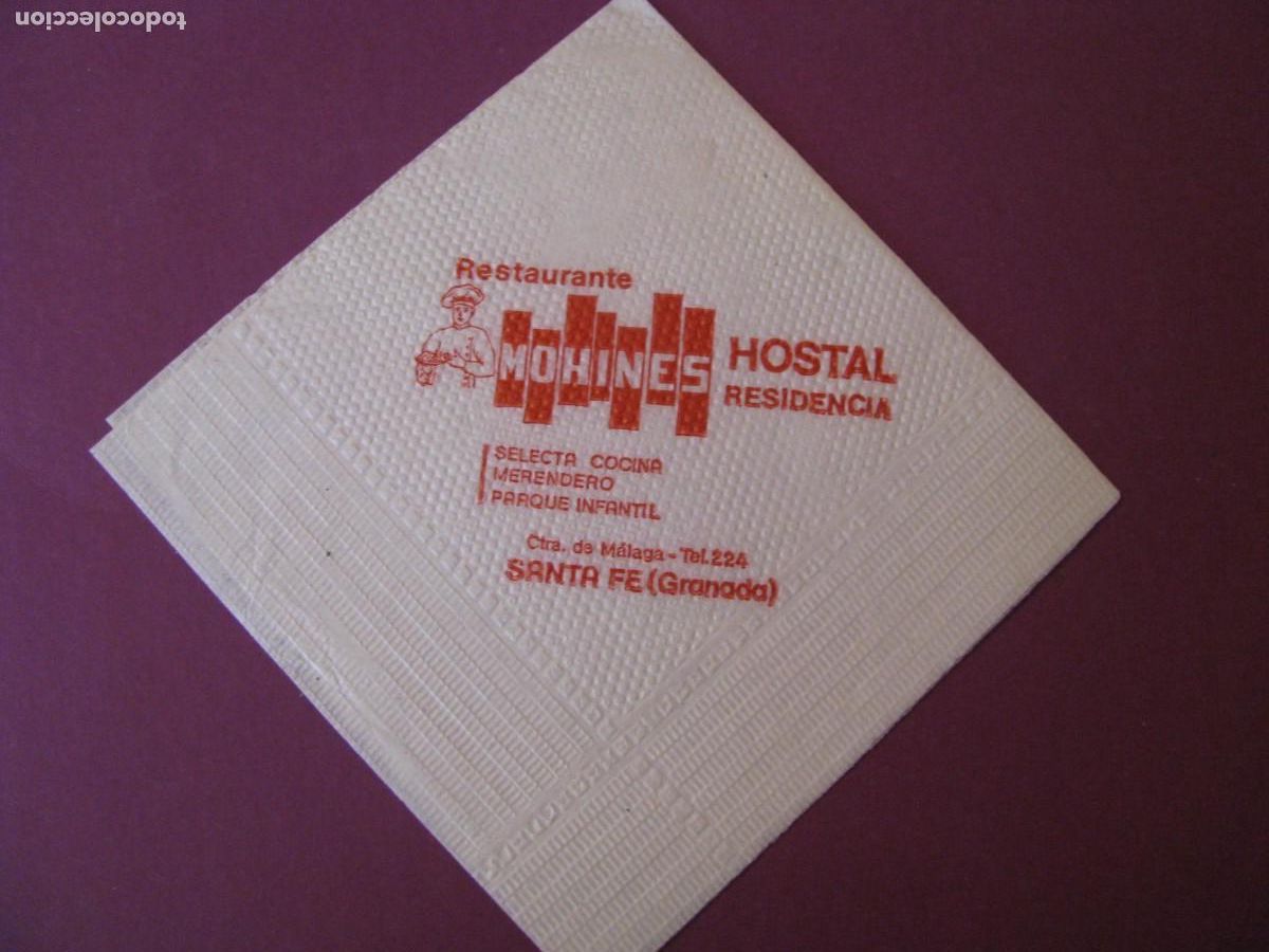 Otros Art&iacute;culos de Coleccionismo en Papel: ANTIGUA SERVILLETA RESTAURANTE HOSTAL RESIDENCIA MOHINES. SANTA FE (GRANADA)