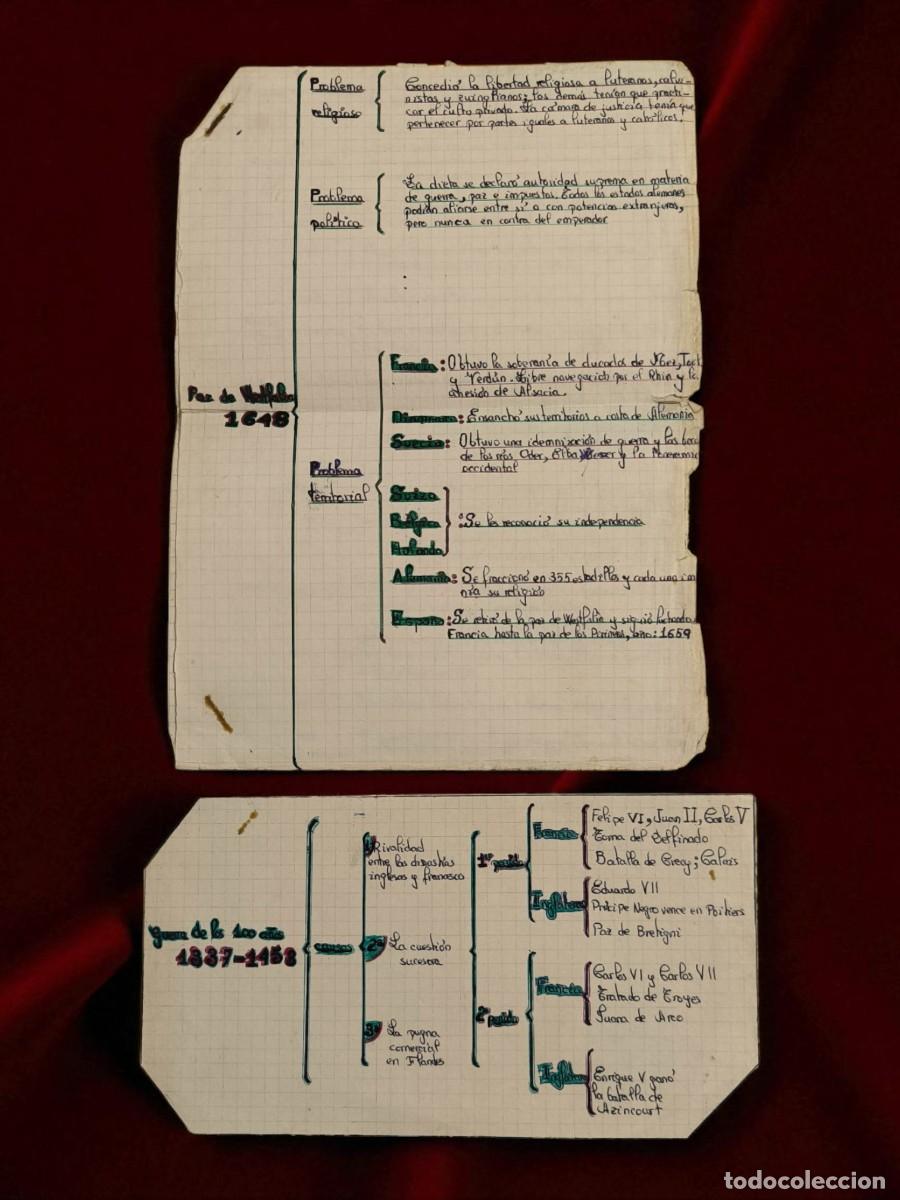 Otros Art&iacute;culos de Coleccionismo en Papel: Apuntes Escolares Manuscritos &ndash; Paz De Westfalia Y Guerra De Los Cien A&ntilde;os &ndash; Historia Visual