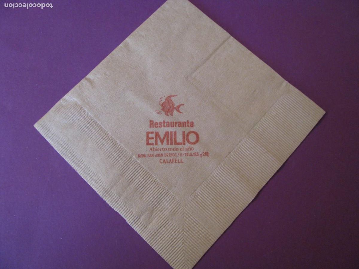 Otros Art&iacute;culos de Coleccionismo en Papel: ANTIGUA SERVILLETA DE PAPEL. RESTAURANTE EMILIO. CALAFELL