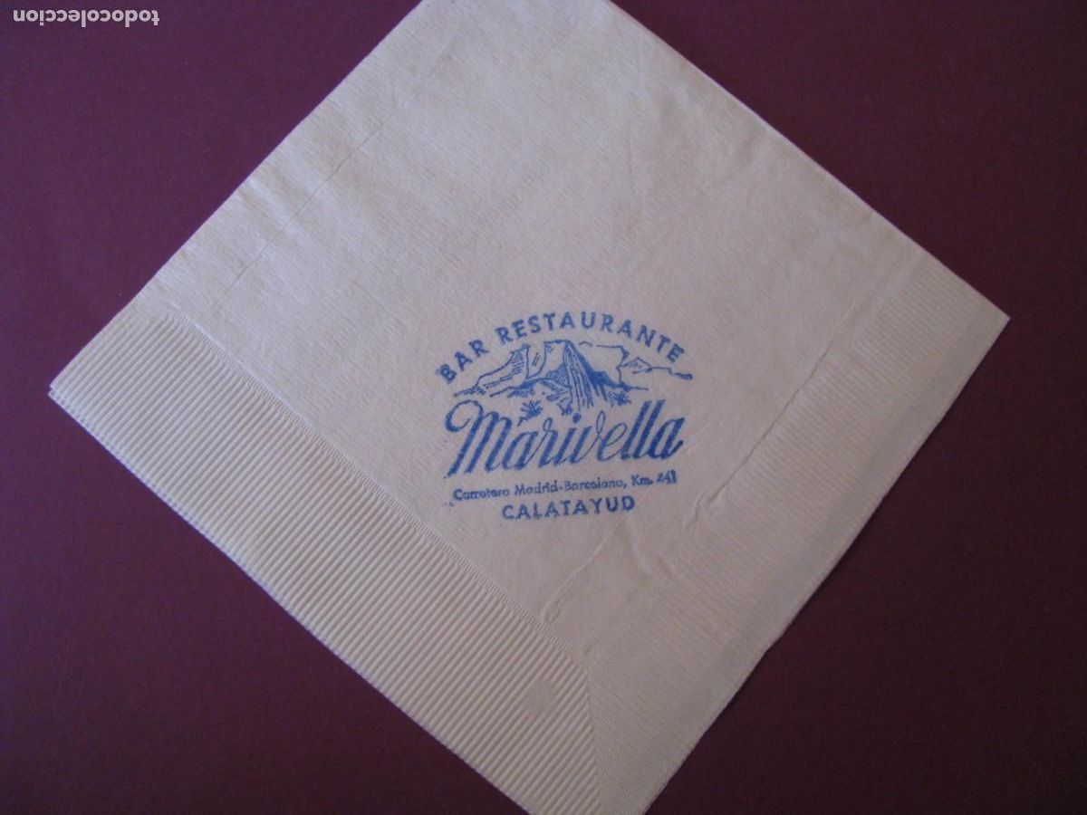 Otros Art&iacute;culos de Coleccionismo en Papel: ANTIGUA SERVILLETA DE PAPEL. BAR RESTAURANTE MARIVELLA. CALATAYUD