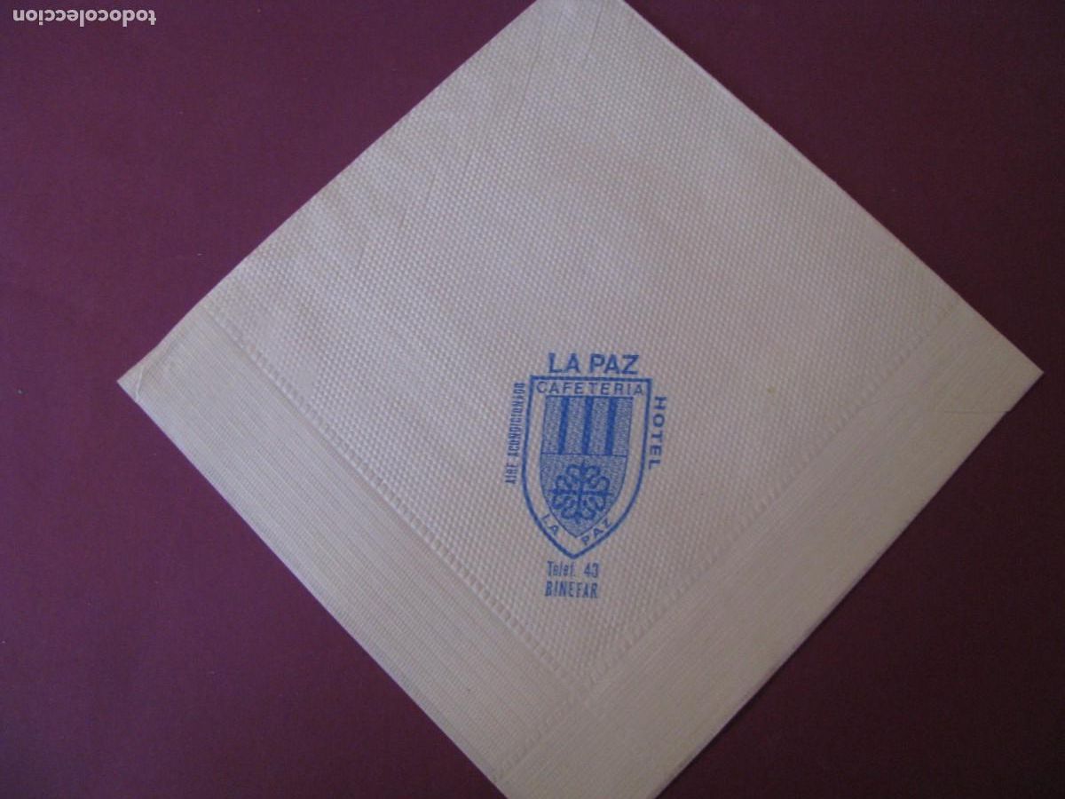 Otros Art&iacute;culos de Coleccionismo en Papel: ANTIGUA SERVILLETA DE PAPEL. CAFETERIA LA PAZ. BINEFAR