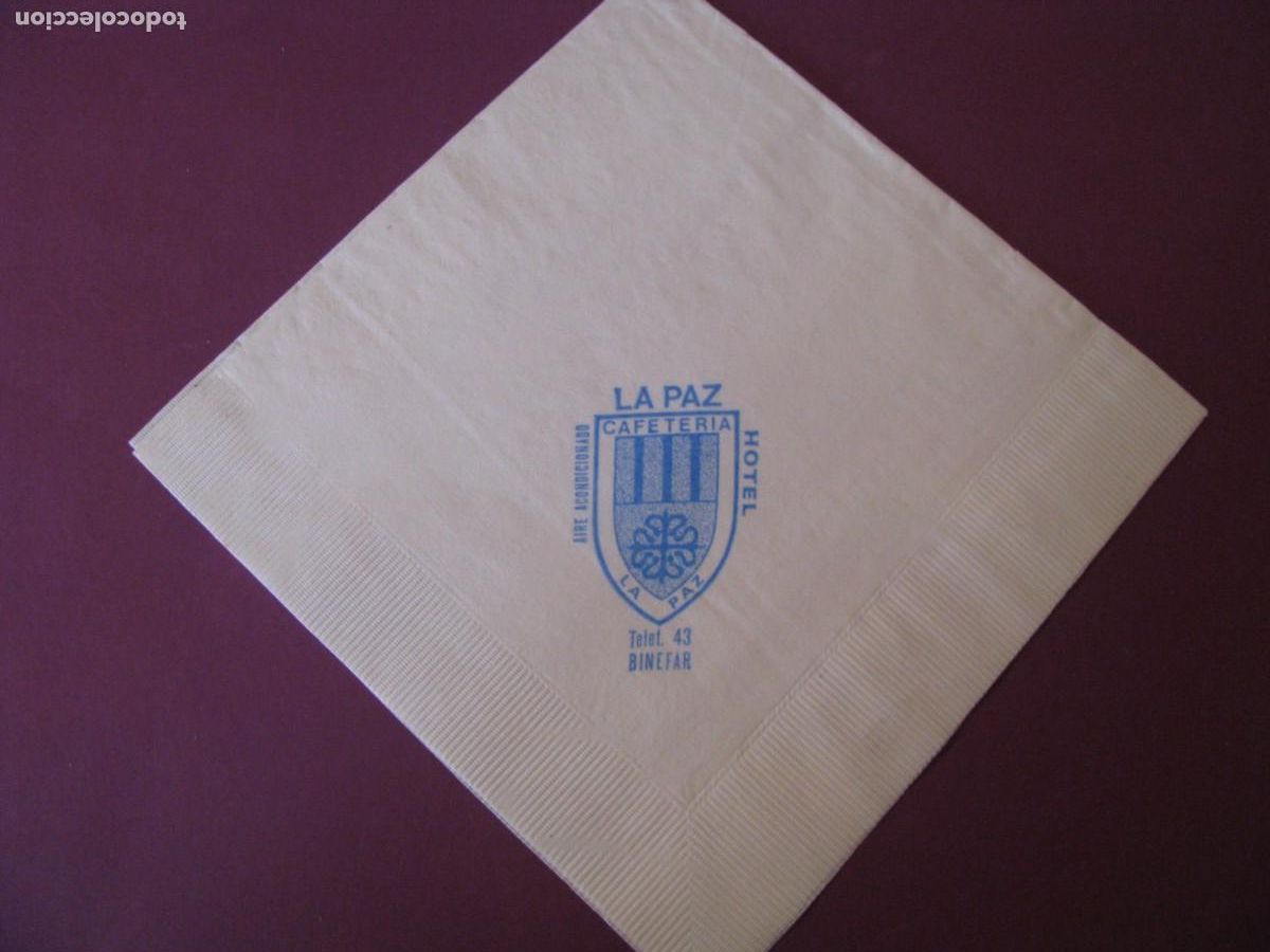 Otros Art&iacute;culos de Coleccionismo en Papel: ANTIGUA SERVILLETA DE PAPEL. CAFETERIA LA PAZ. BINEFAR