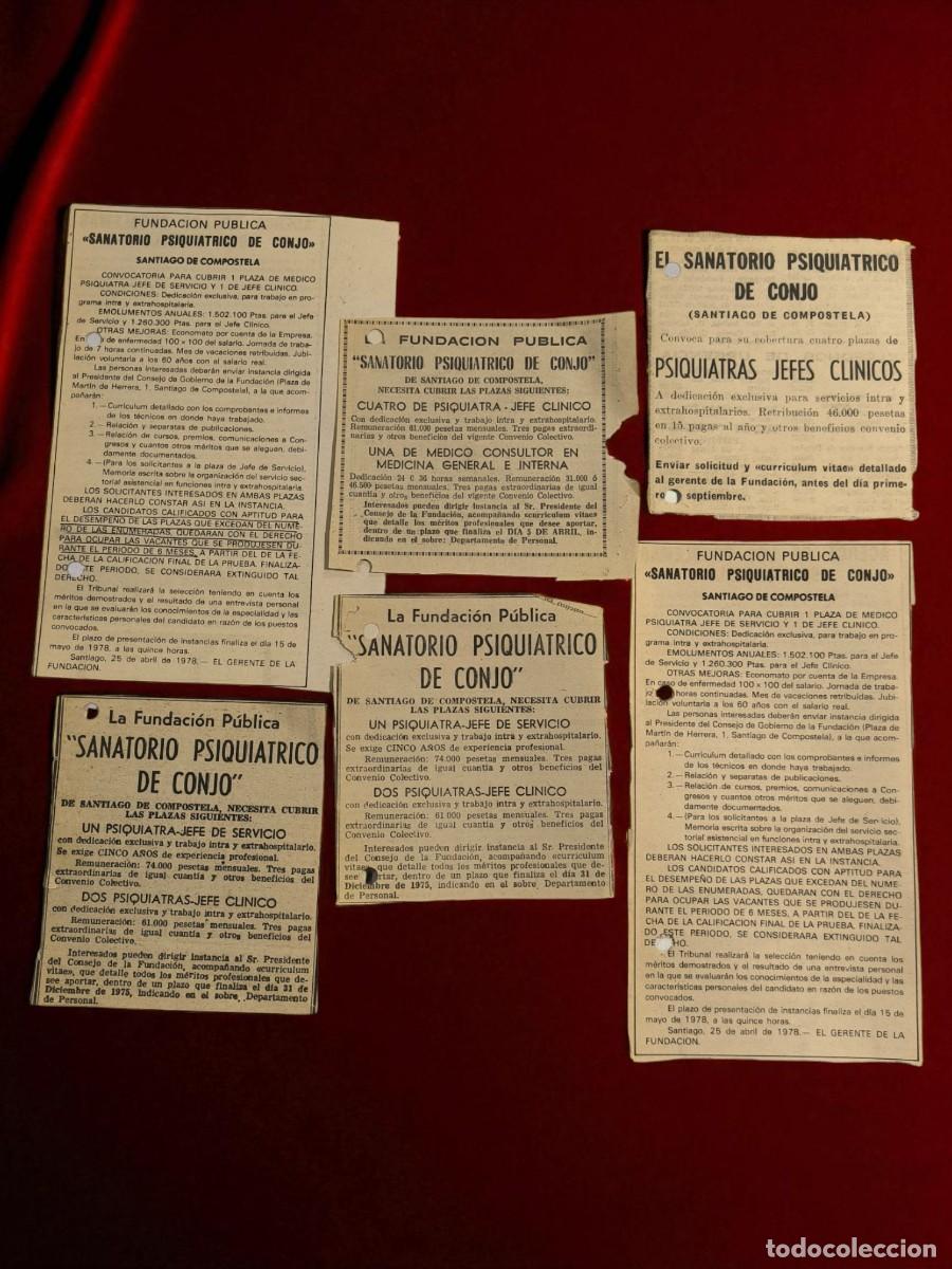 Otros Art&iacute;culos de Coleccionismo en Papel: Lote De Recortes Originales Sanatorio Psiqui&aacute;trico De Conjo &ndash; Santiago De Compostela A&ntilde;os 70