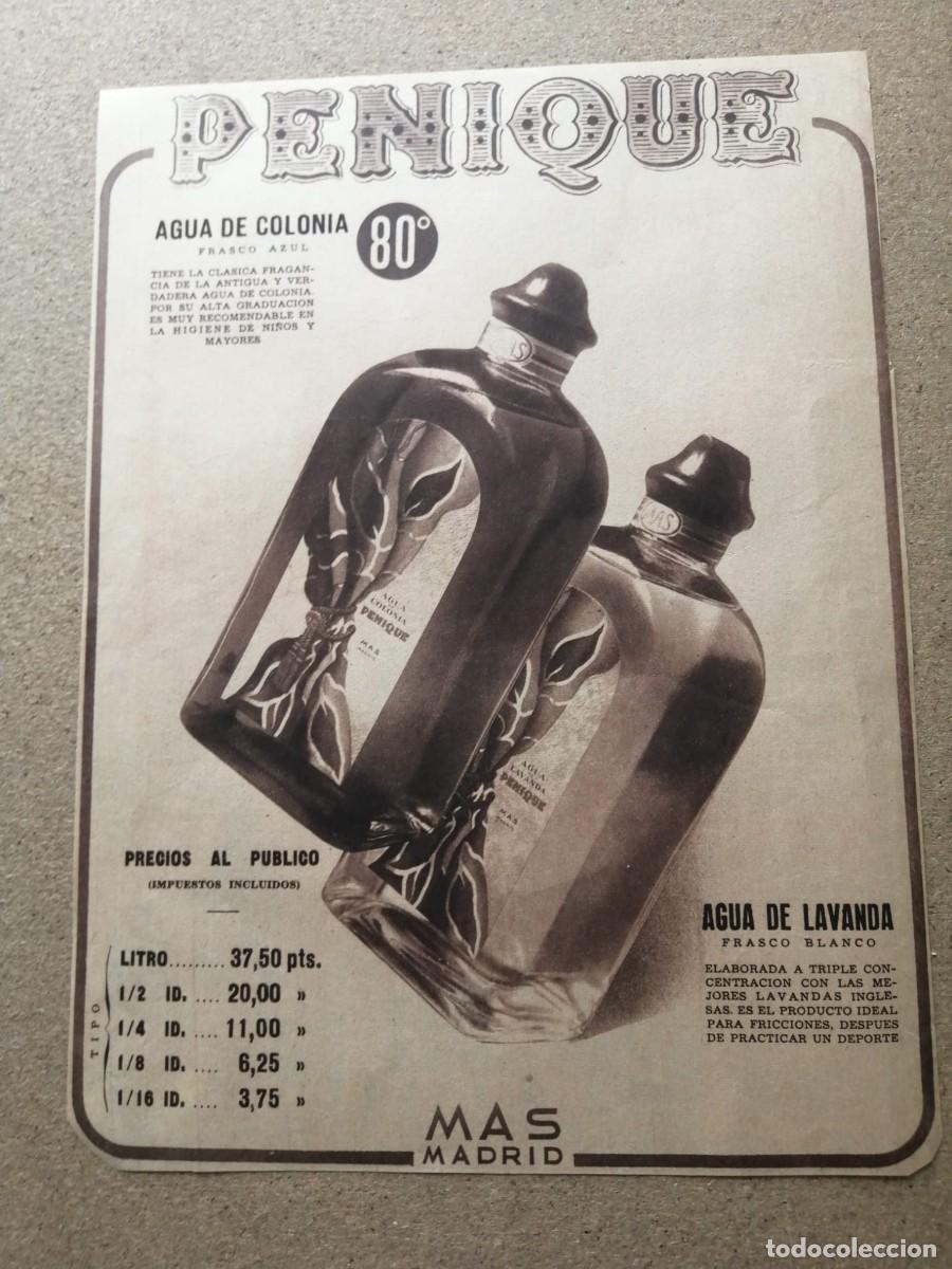 Otros Art&iacute;culos de Coleccionismo en Papel: ANUNCIO. AGUA DE COLONIA PENIQUE, AGUA DE LAVANDA