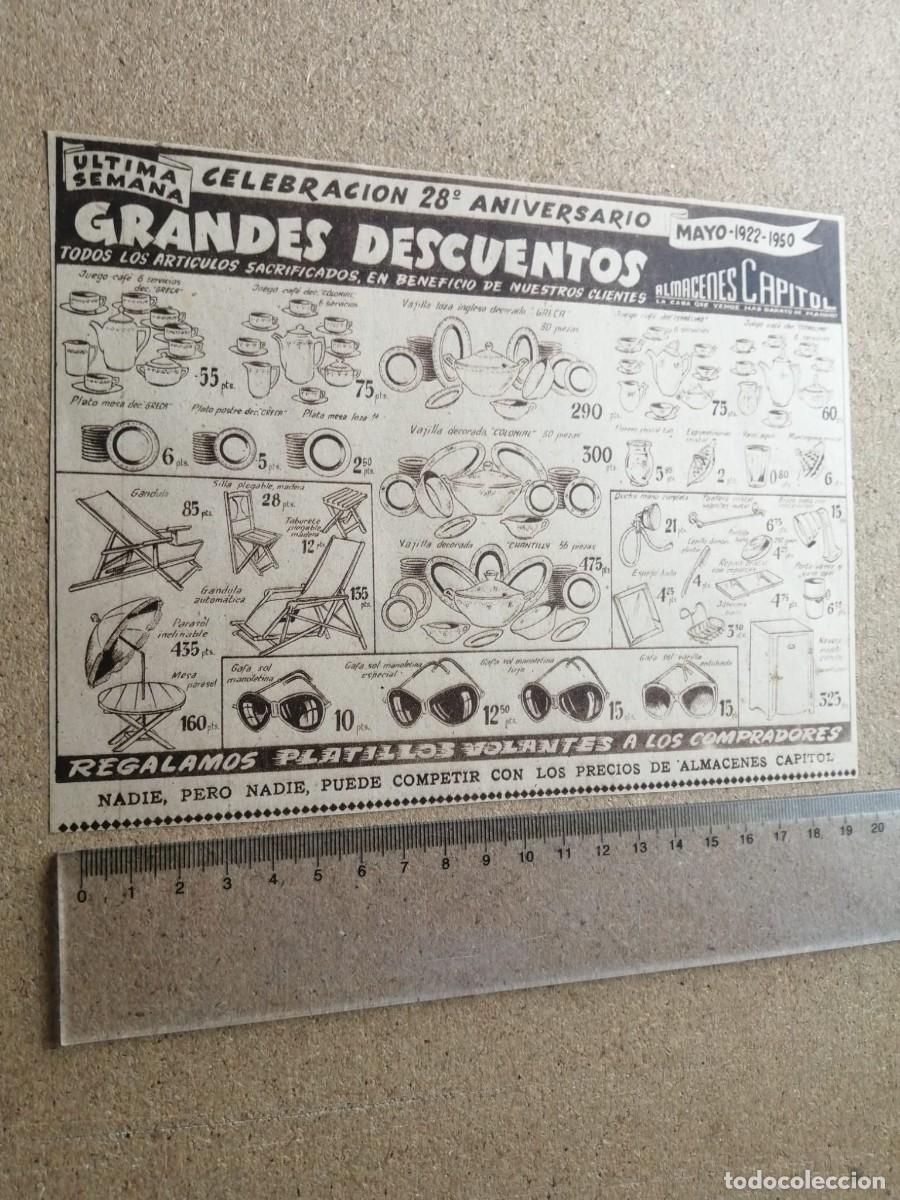 Otros Art&iacute;culos de Coleccionismo en Papel: ANUNCIO. GRANDES DESCUENTOS ALMACENES CAPITOL
