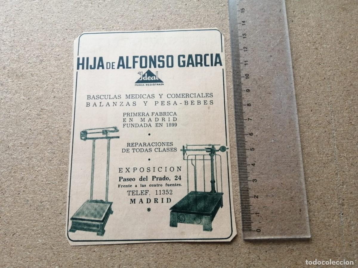 Otros Art&iacute;culos de Coleccionismo en Papel: ANUNCIO. BASCULAS MEDICAS Y COMERCIALES, HIJA DE ALFONSO GARCIA (MADRID)