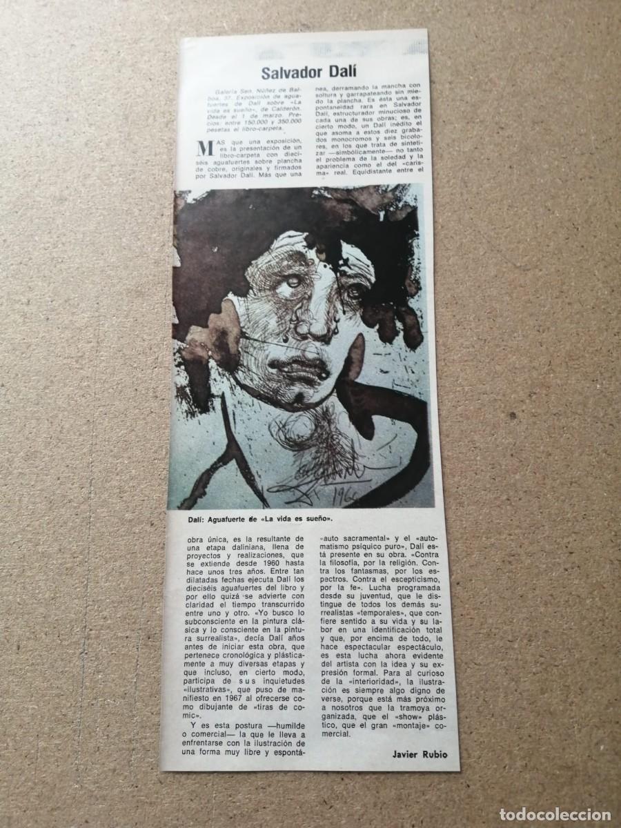 Otros Art&iacute;culos de Coleccionismo en Papel: ARTICULO PRENSA. EXPOSICION AGUAFUERTES DE SALVADOR DALI EN MADRID