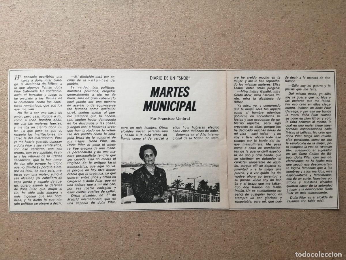 Otros Art&iacute;culos de Coleccionismo en Papel: ARTICULO FRANCISCO UMBRAL. DIARIO DE UN SNOB (MARTES MUNICIPAL)