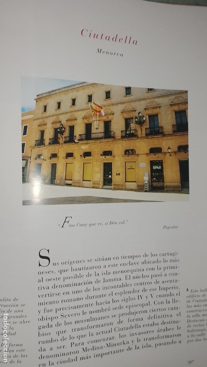 Otros Art&iacute;culos de Coleccionismo en Papel: INFORMACION GRAFICA 2 HOJAS - HISTORIA Y FOTOS A COLOR DE - MENORCA - CIUTADELLA
