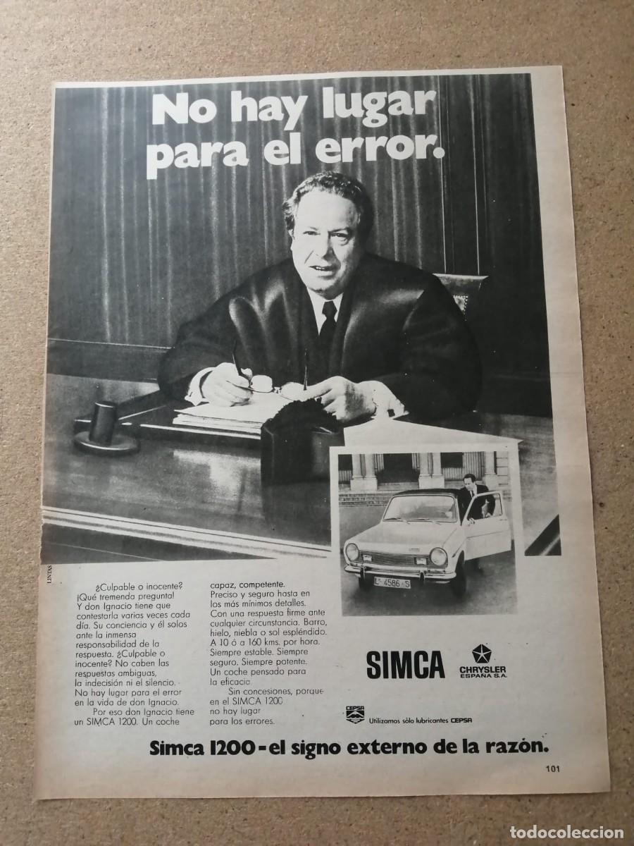 Otros Art&iacute;culos de Coleccionismo en Papel: ANUNCIO. SIMCA 1200, EL SIGNO EXTERNO DE LA RAZON