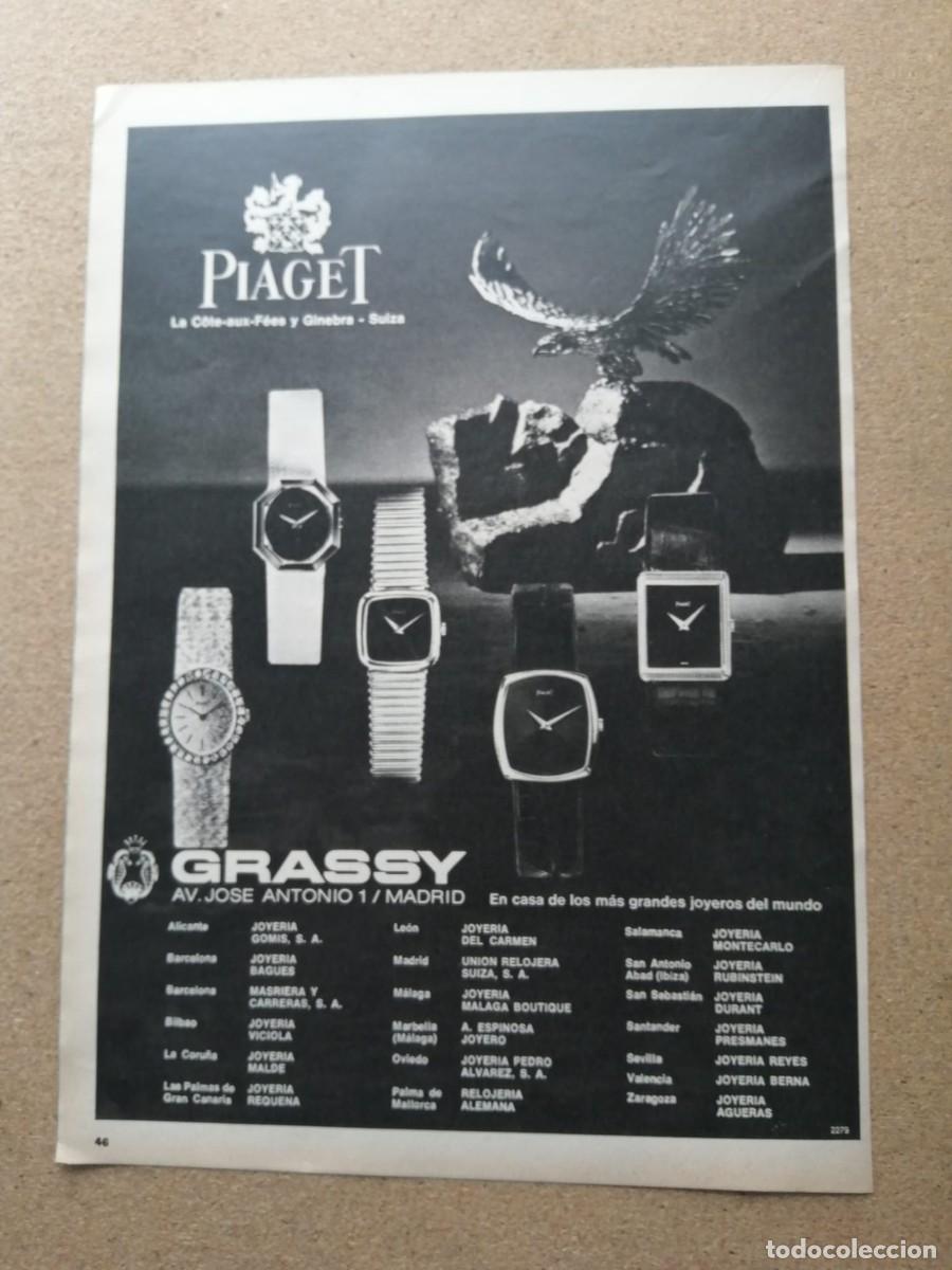 Otros Art&iacute;culos de Coleccionismo en Papel: ANUNCIO, JOYERIAS GRASSY, MADRID. RELOJES PIAGET