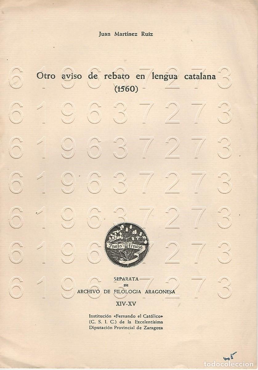 Otros Art&iacute;culos de Coleccionismo en Papel: LENGUA CATALANA OTRO AVISO DE REBATO EN JUAN MARTINEZ RUIZ OPUSCULO CM6