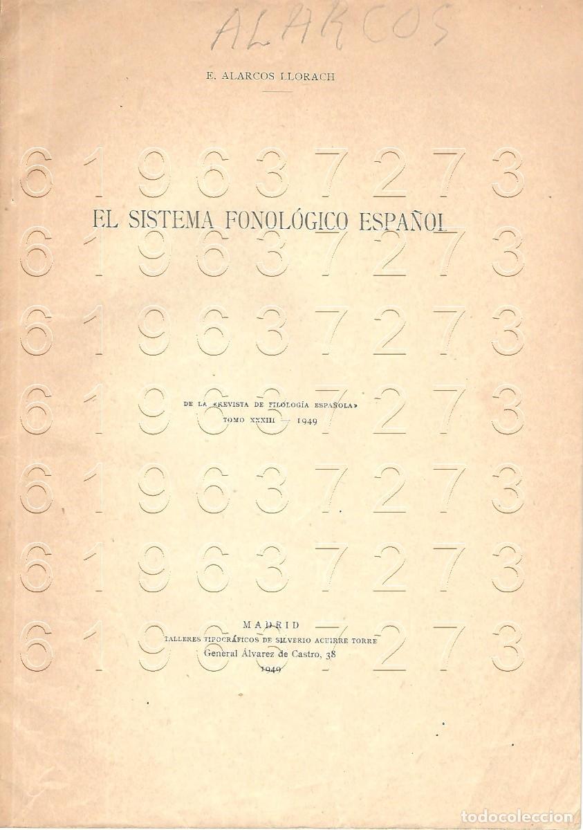 Otros Art&iacute;culos de Coleccionismo en Papel: EL SISTEMA FONOLOGICO ESPA&Ntilde;OL E ALARCOS LLORACH CM6