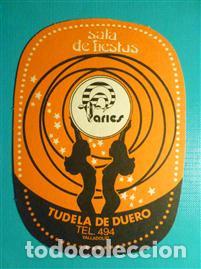 Otros Art&iacute;culos de Coleccionismo en Papel: Posavasos Pub Disco-Bar - Sala de Fiestas - Aries - Tudela de Duero - Valladolid