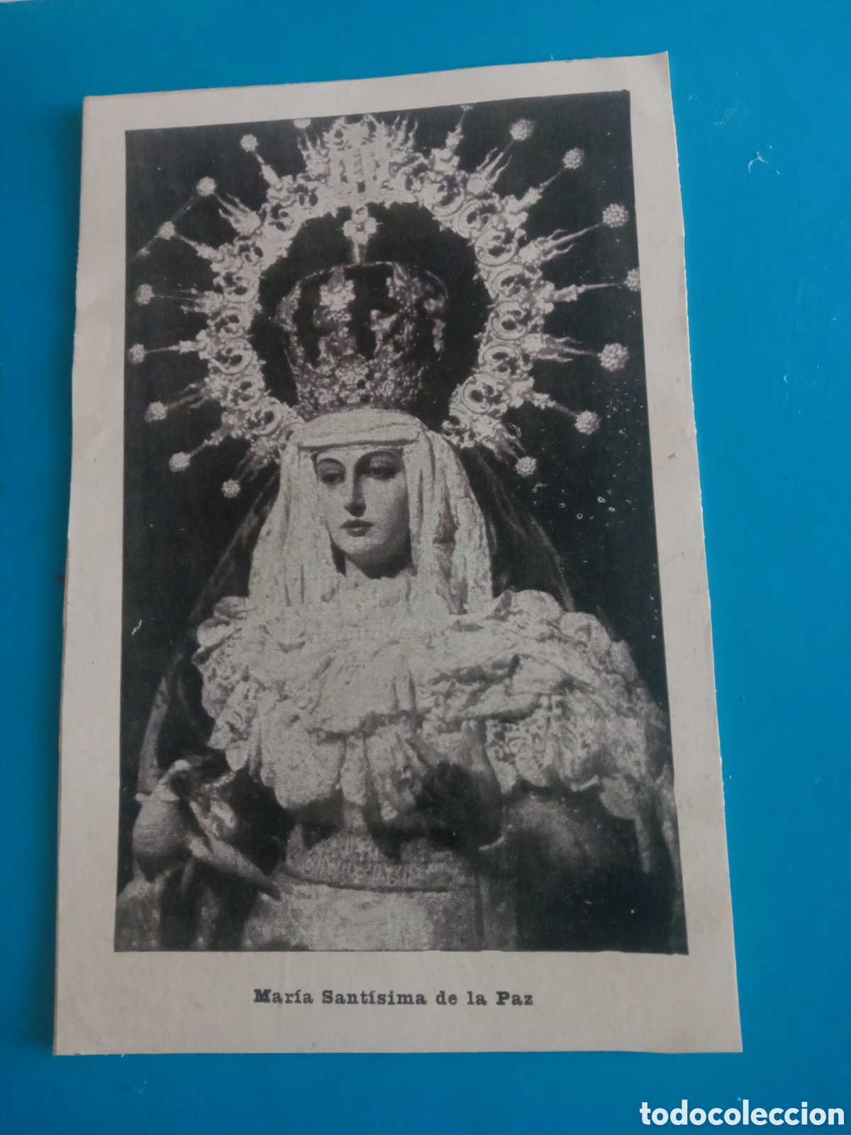 Otros Art&iacute;culos de Coleccionismo en Papel: Ant, recorte pegado a cartulina, Semana Santa de M&aacute;laga, Maria Sant&iacute;sima de la Paz, mide 14,1x9,2cm