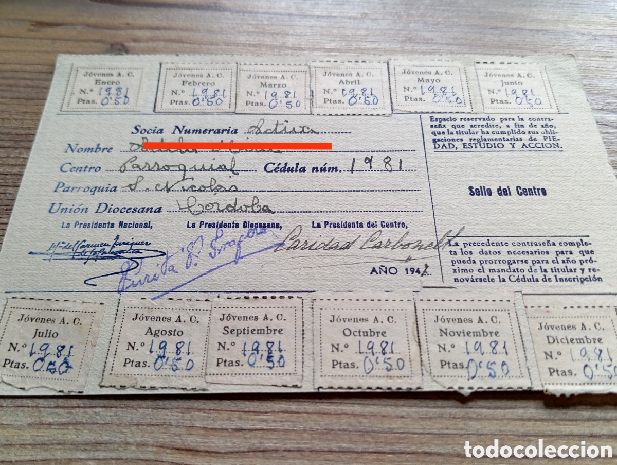 Otros Art&iacute;culos de Coleccionismo en Papel: CARNET ACCI&Oacute;N CAT&Oacute;LICA ESPA&Ntilde;OLA C&Oacute;RDOBA SAN NICOL&Aacute;S A&Ntilde;O 1947