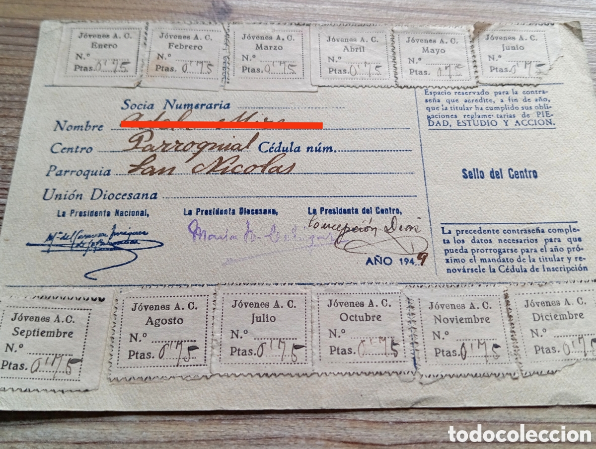 Otros Art&iacute;culos de Coleccionismo en Papel: CARNET ACCI&Oacute;N CAT&Oacute;LICA ESPA&Ntilde;OLA C&Oacute;RDOBA SAN NICOL&Aacute;S A&Ntilde;O 1949
