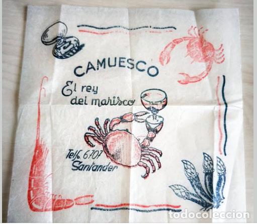 Otros Art&iacute;culos de Coleccionismo en Papel: Servilleta de papel del Camuesco de Santander, a&ntilde;os 60.