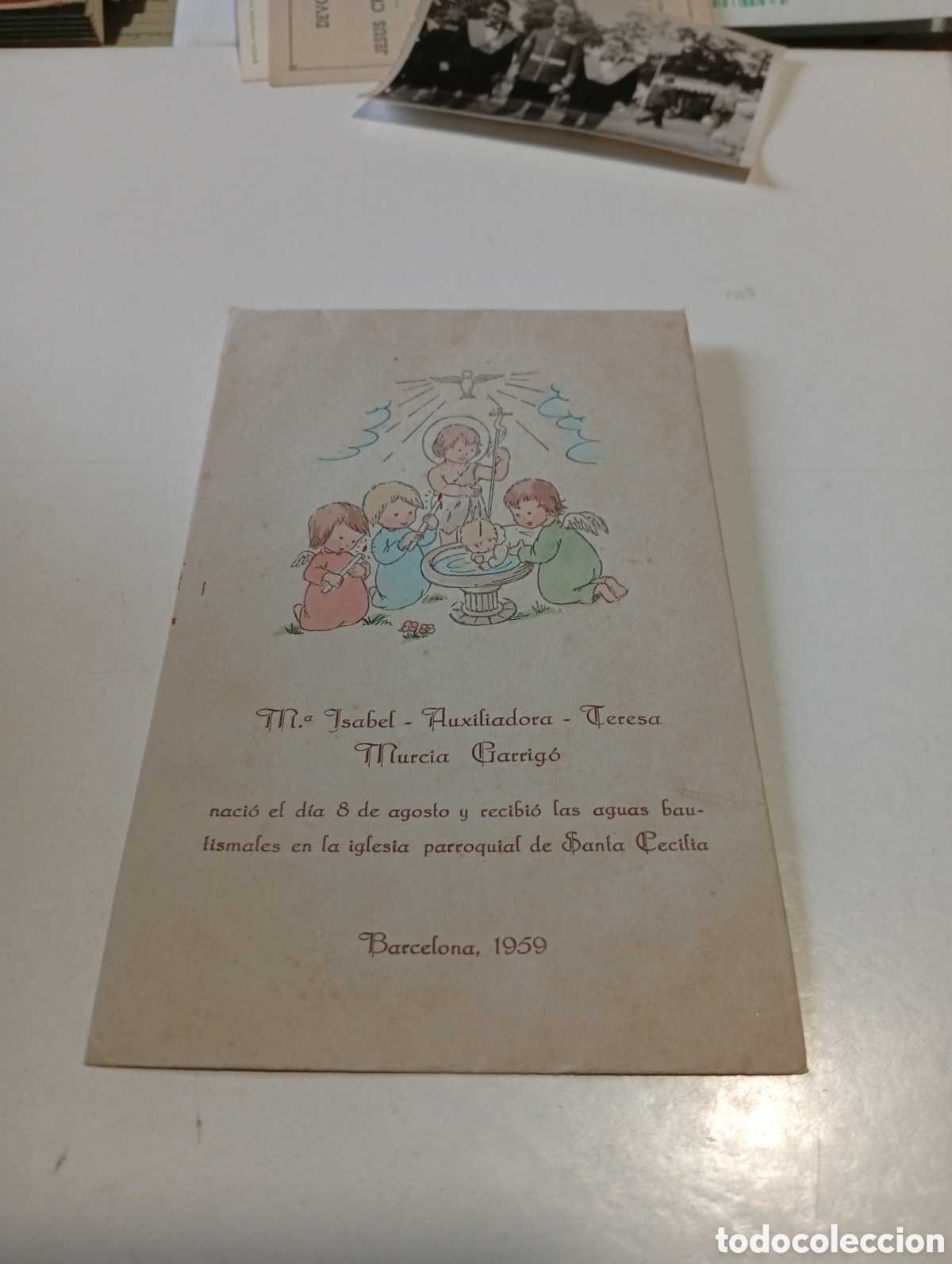 Otros Art&iacute;culos de Coleccionismo en Papel: Sobre bautismo de Mar&iacute;a Isabel, Auxiliadora,Teresa Murcia Garrigo, Barcelona 1959