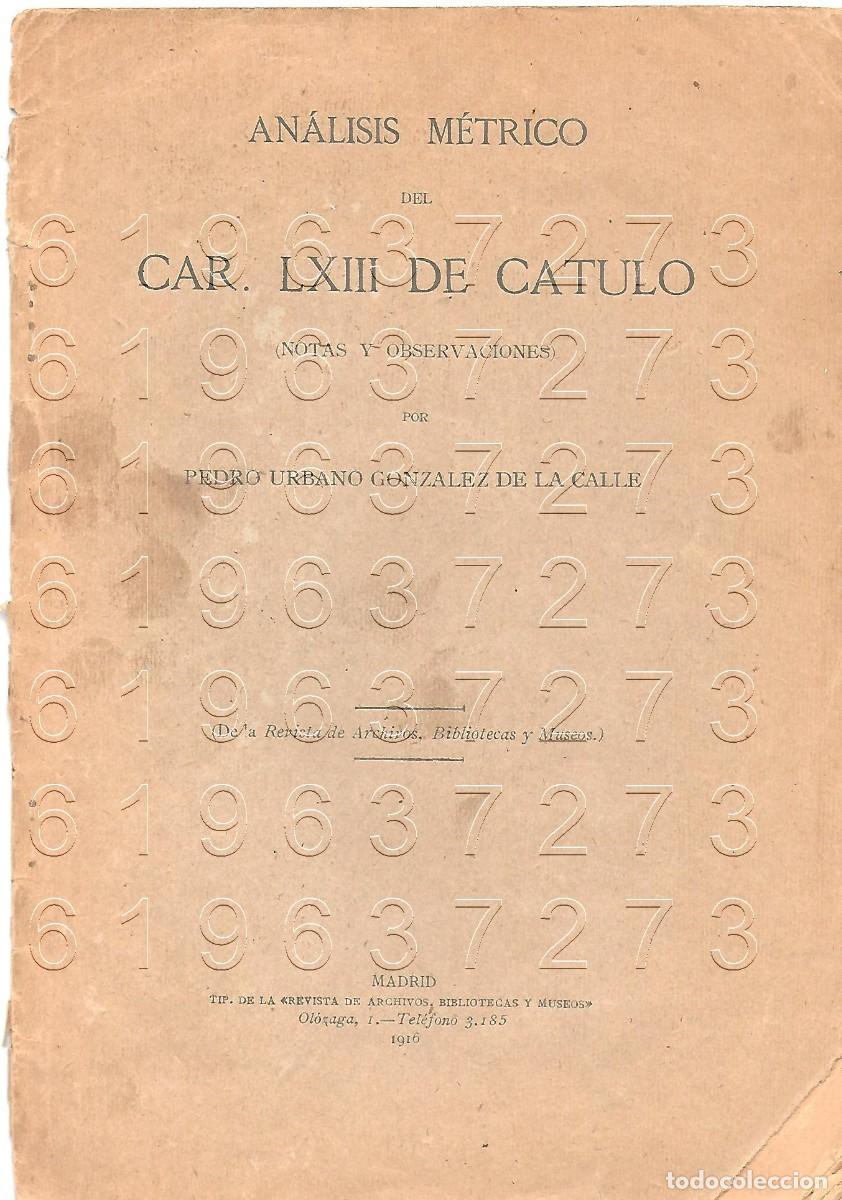 Altri oggetti di carta: CAR LXIII DE CATULO ANALISIS METRICO PEDRO URBANO GONZALEZ DE LA CALLE U91