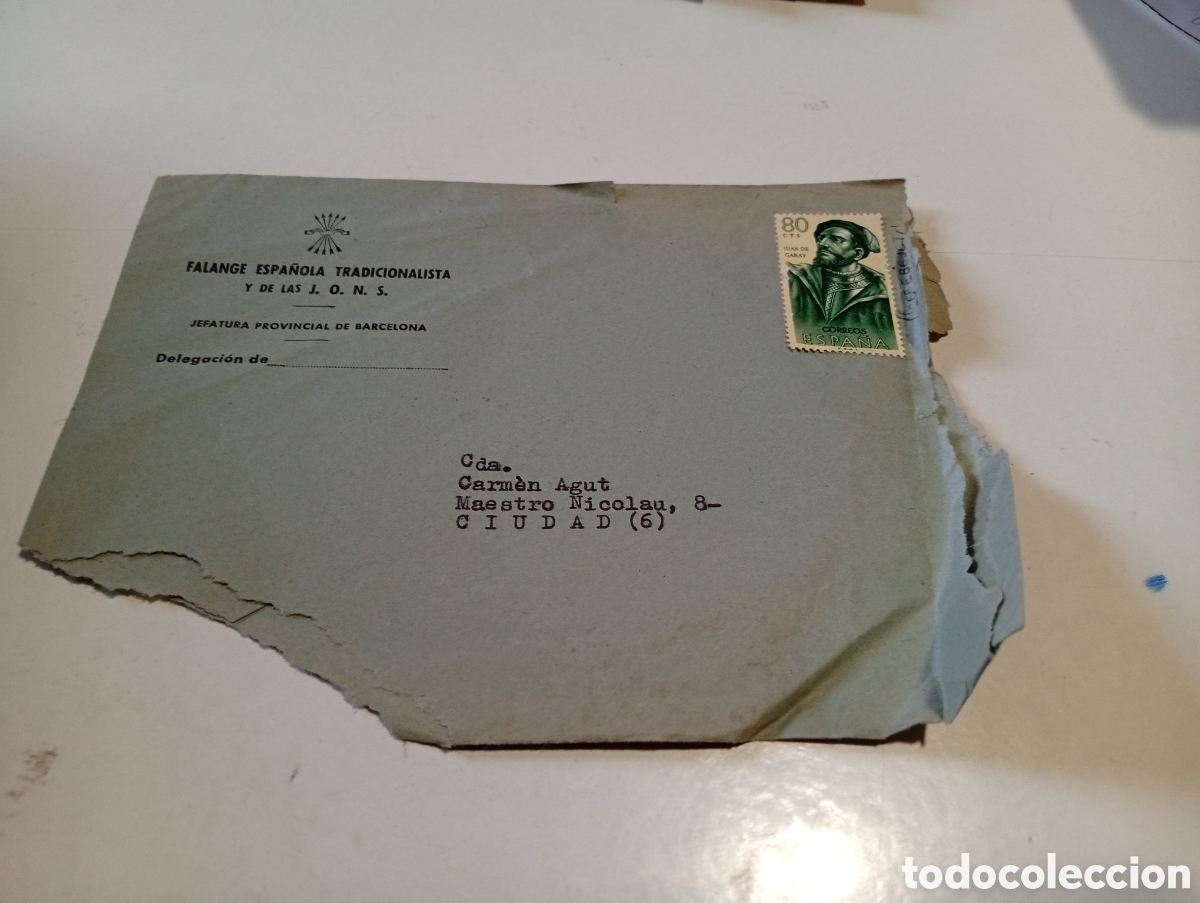 Otros Art&iacute;culos de Coleccionismo en Papel: Sobre Falange Espa&ntilde;ola Tradicionalista y de las J.O.N.S. Barcelona