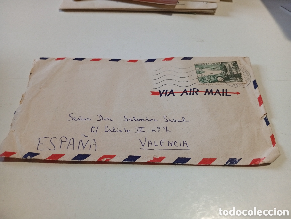 Otros Art&iacute;culos de Coleccionismo en Papel: Sobre franc&eacute;s v&iacute;a Air Mail, dirigida a Salvador Saval