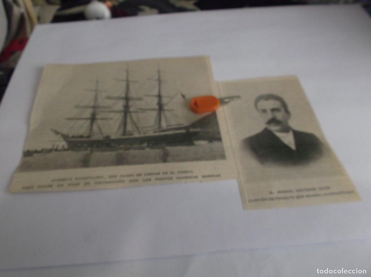 Otros Art&iacute;culos de Coleccionismo en Papel: RECORTE 1905-FERROL(LA CORU&Ntilde;A)D.MIGUEL M&Aacute;RQUEZ SOL&Iacute;S CAPIT&Aacute;N DEL NAUTILUS,ZARPA CON GUARDIAS MARINAS