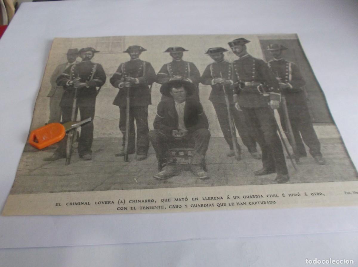 Otros Art&iacute;culos de Coleccionismo en Papel: RECORTE 1905-LLERENA(BADAJOZ)GUARDIAS CIVILES COGEN,CRIMINAL LOVERA(CHINARRO)MAT&Oacute; A UN GUARDIA CIVIL